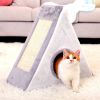 Portable Pet Scratcher Foldable Sisal Triangle Climbing Pad Cat Fur Climbing Frame - gray - Large