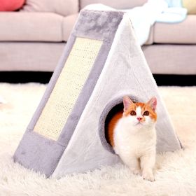 Portable Pet Scratcher Foldable Sisal Triangle Climbing Pad Cat Fur Climbing Frame - gray - Large