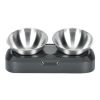 Pet Feeder Stainless Steel Double Bowls 15 Degree Adjustable Pet Cat Feeding Bowl - black