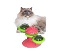 Cat Turntable Toy, Multifunction Catnip Rotating Windmill Toys with Strong Suction Cup, Interactive Play Self Groomer Massage Toy - pink