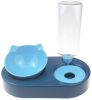 Portable Pet Bowl and Automatic Water Feeder Set, 2 in 1 Food Bowl Dish with Water Dispenser Bottle Tilted - blue