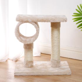 Cat Natural Sisal Scratching Post for Kitten Small Cats Activity Platform Interactive Playground - beige