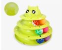 Cat Toy Three Tier Rotary Tower Track with Sound Bell Ball Interactive Pet Toy - Green