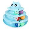 Cat Toy Three Tier Rotary Tower Track with Sound Bell Ball Interactive Pet Toy - Blue