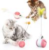 Cat Teaser Toy Feather Toy Cat Tumbler Teasing Ball with Bell Interactive Toy - Pink