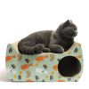 Cat Shape Kitten Lounge Cardboard Scratcher with Catnip Cat Scratch Board Cat Scratch Post Scratching Board - multi-colored