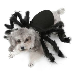 Pet Spider Costume Halloween Simulation Plush Spider Clothe with Adjustable Neck Paste Buckle for Dog Cats Pet - black