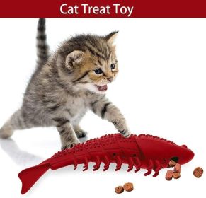 Lobster Shape Cat Toothbrush Interactive Chewing Catnip Toy Dental Care for Kitten Teeth Cleaning Leaky Food Device Natural Rubber Bite Resistance - r