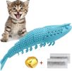 Lobster Shape Cat Toothbrush Interactive Chewing Catnip Toy Dental Care for Kitten Teeth Cleaning Leaky Food Device Natural Rubber Bite Resistance - l