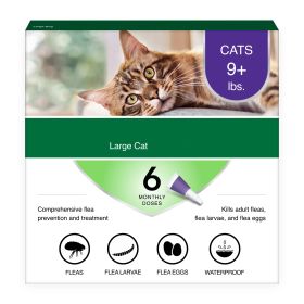 Vet-Recommended Flea Prevention for Large Cats +9 lbs;  6 Monthly Treatments - 6