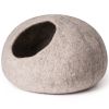 MewooFun Trendy Felt Cat Bed Cave Round Nest Wool Bed Gray for Cats and Kittens - WP054