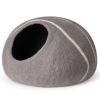 MewooFun Trendy Felt Cat Bed Cave Round Nest Wool Bed Gray for Cats and Kittens - WP053