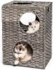 MEWOOFUNCat House Wicker Cat Bed for Indoor Cats Woven Rattan Cat Condos Outdoor - grey