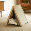 Mewoofun Pet Portable Folding Tent Cat Hammock House Easy Assembly for Dog Cat - green