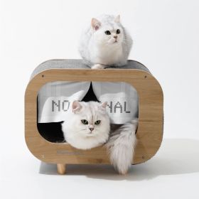 Mewoofun Wood Indoor Cat Shelter Furniture Large Cat House Cat Condo TV Cat Bed - QM011