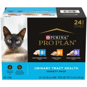 Purina Pro Plan Urinary Tract Health Wet Cat Food Variety Pack, 3 oz Cans (24 Pack) - Purina Pro Plan