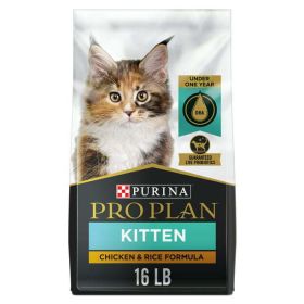 Purina Pro Plan Dry Kitten Food for Kittens Chicken Rice Dry Cat Food, 16 lb Bag - Purina Pro Plan