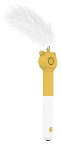 Pet Life 'KITIQUE" 3-in-1 Retractable and Extendable Feathered and Laser Wand Kitty Cat Teaser - Yellow