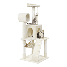 51" Cat Tree with Hammock and Scratching Post Tower - Beige