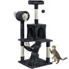 51" Cat Tree with Hammock and Scratching Post Tower - Black