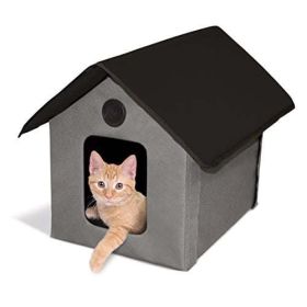 Outdoor Kitty House Cat Shelter (Unheated) Olive/Olive 19 X 22 X 17 Inches - Unheated-Gray