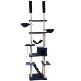 Roypet Adjustable 94.4"-101.2" Luxury Cat Furniture Floor-to-Ceil Cat Trees with Fixing Tool - Darkblue