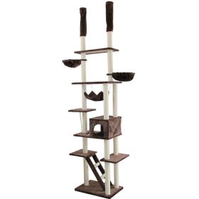 Roypet Adjustable 94.4"-101.2" Luxury Cat Furniture Floor-to-Ceil Cat Trees with Fixing Tool - coffee