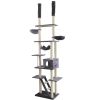 Roypet Adjustable 94.4"-101.2" Luxury Cat Furniture Floor-to-Ceil Cat Trees with Fixing Tool - Grey