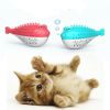 Fish Shape Built-in Small Bell Cat Pet Toothbrush Refillable Catnip Simulation Fish Teeth Cleaning 2 in 1 Chew Toys - red