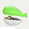 Fish Shape Built-in Small Bell Cat Pet Toothbrush Refillable Catnip Simulation Fish Teeth Cleaning 2 in 1 Chew Toys - green