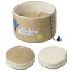 Touchcat 'Claw-ver Nest' Rounded Scratching Cat Bed w/ Teaser Toy - Khaki