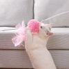 Cat Teaser Fluffyball Feather Wand Stick Funny Interactive Pet Cat Toys Pet Kitten Play Interactive Toy - pink