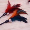 Cat Wand Stick Toy Color Vary Feather with Bell Teaser and Exerciser for Cat and Kitten - feather