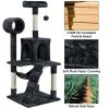 51" Cat Tree with Hammock and Scratching Post Tower - Black