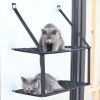 Pet Life 'Cat Laze' Suction Cupped Dual-Leveled Kitty Cat Lounger - Black