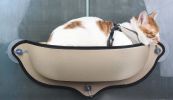 Pet Life 'Gravity-Lounge' Suction Cup Kitty Cat Lounger and Bed - Brown