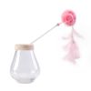 Cat Teaser Fluffyball Feather Wand Stick Funny Interactive Pet Cat Toys Pet Kitten Play Interactive Toy - pink