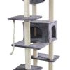 Roypet Adjustable 94.4"-101.2" Luxury Cat Furniture Floor-to-Ceil Cat Trees with Fixing Tool - Grey