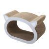 Cat scratcher cat toy corrugated cardboard cute cat head shape XH - wood color