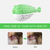 Fish Shape Built-in Small Bell Cat Pet Toothbrush Refillable Catnip Simulation Fish Teeth Cleaning 2 in 1 Chew Toys - green