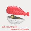 Fish Shape Built-in Small Bell Cat Pet Toothbrush Refillable Catnip Simulation Fish Teeth Cleaning 2 in 1 Chew Toys - red