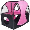 Pet Life Kitty-Play Obstacle Travel Collapsible Soft Folding Pet Cat House - Pink, Black