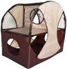 Pet Life Kitty-Play Obstacle Travel Collapsible Soft Folding Pet Cat House - Khaki, Brown