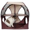 Pet Life Kitty-Play Obstacle Travel Collapsible Soft Folding Pet Cat House - Khaki, Brown