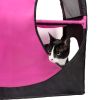 Pet Life Kitty-Play Obstacle Travel Collapsible Soft Folding Pet Cat House - Pink, Black