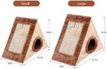 Portable Pet Scratcher Foldable Sisal Triangle Climbing Pad Cat Fur Climbing Frame - brown - Small