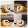 MewooFun Trendy Felt Cat Bed Cave Round Nest Wool Bed Gray for Cats and Kittens - WP057