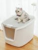 Top Entry Cat Litter Box with Perforated Cover and Scoop, New Cat Litter Drawer Cat Toilet Fully Secured Litter Box, Cats Jump in Entry Dome - gray