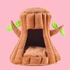 Tree Shaped Pet Cat Home Sleeping Bed Tree, Tent Home Pet Cat Dog Bed Semi-Closed Nest Cushion Tree Shape House Cave Cute Detachable Warm Cave - brown