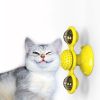 Cat Turntable Toy, Multifunction Catnip Rotating Windmill Toys with Strong Suction Cup, Interactive Play Self Groomer Massage Toy - yellow